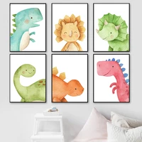baby nursery wall canvas poster print colorful cute pet dinosaur animal nordic kid decoration picture painting child room decor
