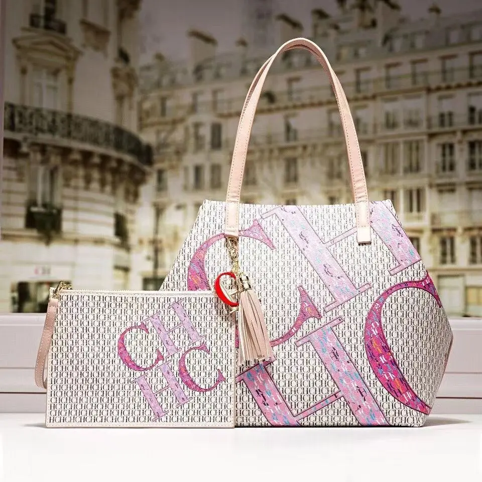 

100% Genuine Leather Tote Bags for Women CH Print Single Shoulder Handbag Ladies Fashionable Shopping Purses and Handbags Sac