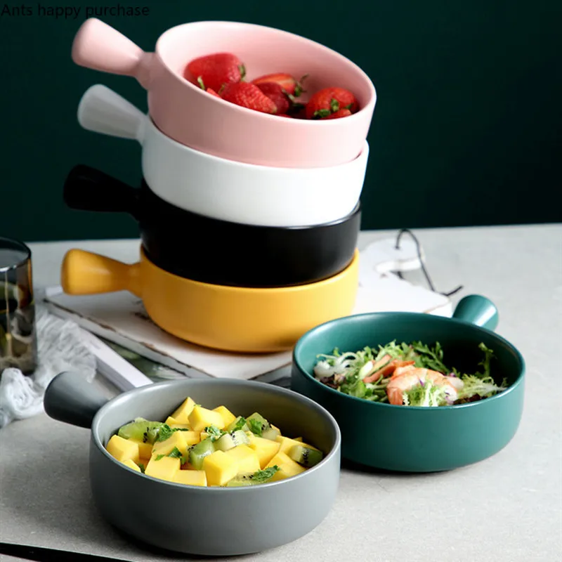 Скандинавский керамический поднос для выпечки с ручкой многоцветная