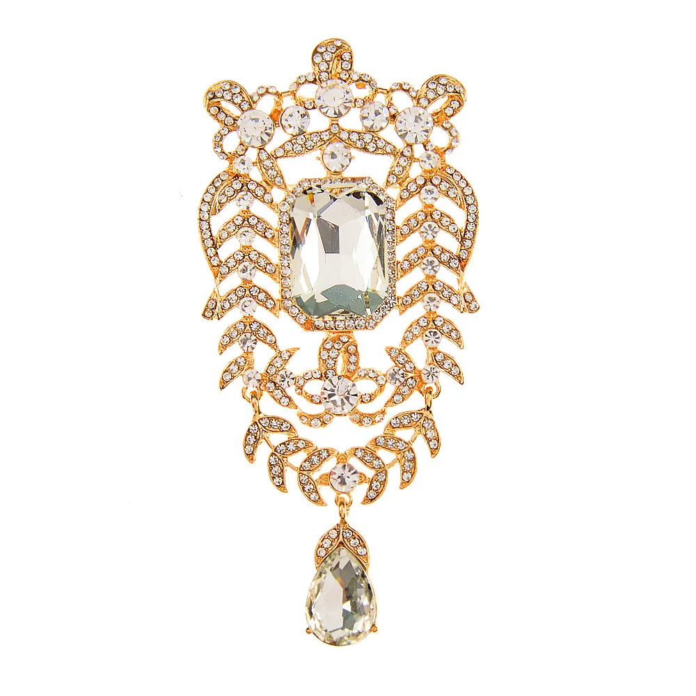 

CINDY XIANG New Arrival Large Rhinestone Water-drop Brooches For Women Wedding Pin 3 Colors Available Crystal Jewelry Good Gift