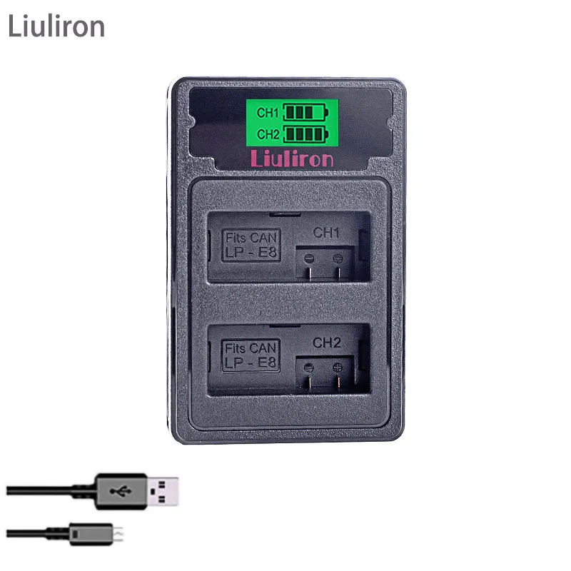 charger only Акумуляторная батарея LP-E8 LPE8 LP E8 Батарея+ ЖК-дисплей двойной Зарядное устройство для цифровой однообъективной зеркальной камеры Canon EOS 550D 600D 650D 700D X4 X5 X6i X7i T2i T3i Батарея - Цвет: charger only