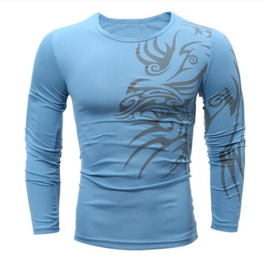 Мужские рубашки модная осенне-зимняя мужская футболка с длинным рукавом и