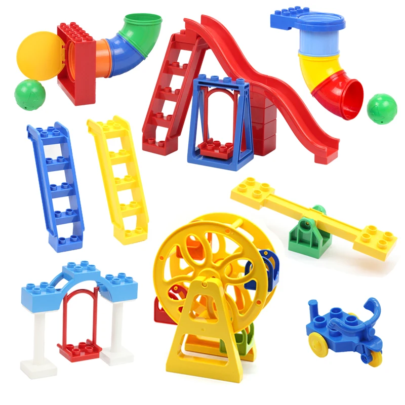 

Playground Set Accessories Big Building Blocks Swing Seesaw Ferris Wheel Amusement Park DIY Bricks Toys For Children Kid Gift