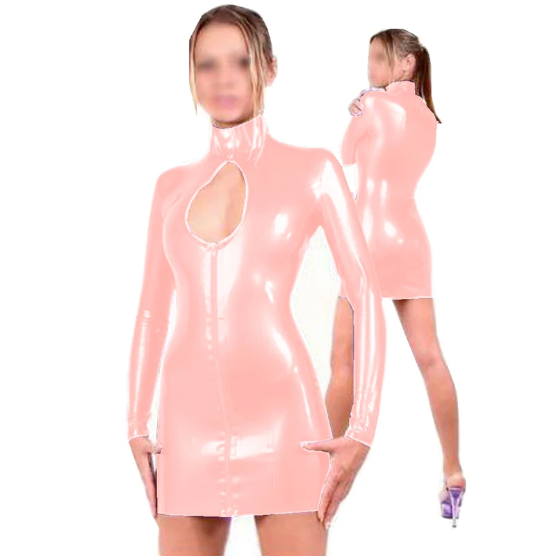 Женское платье-карандаш из латекса на молнии с длинным рукавом | Женская одежда