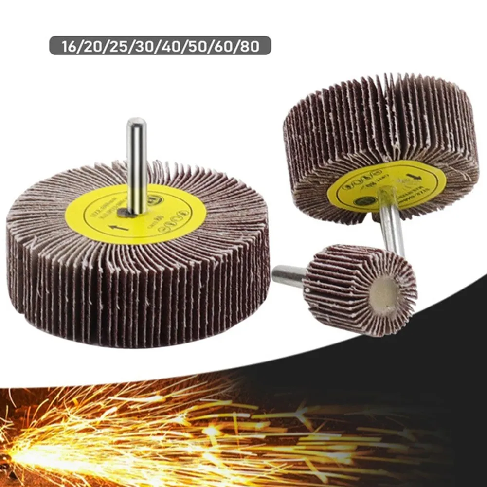 

16-80mm 6mm Shank Emery Cloth Sandpaper Louver Wheel Grinding Head 80 Grit Sanding Flap Wheel Disc Abrasive Grinding Polishing