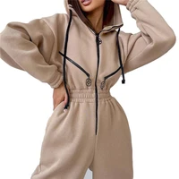 pink casual sports hooded jumpsuit women long sleeve zipper fitness jumpsuits rompers autumn winter outfits 2022 new jd1941