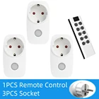 Беспроводной Выключатель с дистанционным управлением, умная розетка, 15 А, европейская и французская универсальная штепсельная вилка, 433 МГц, настенный программируемый электрический выключатель, 220 В, светодиодный