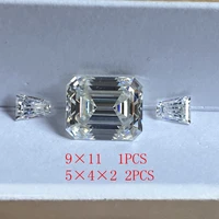custom 911mm emerald cut 4 36 carat with 2piece 245mm trapezoid white moissanite stone moissanite diamond for wedding ring
