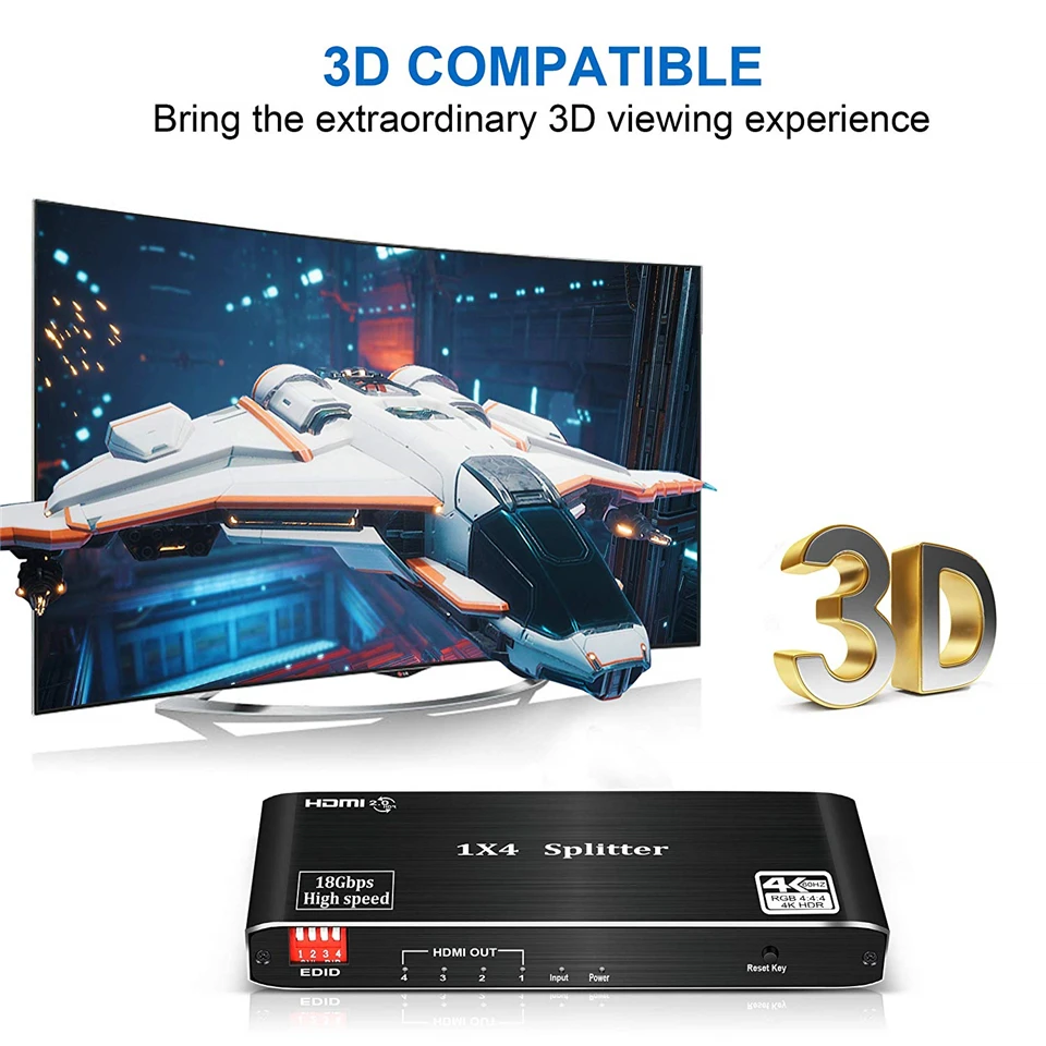 2022 лучший сплиттер HDMI 1x2 2 0 4K видео аудио поддержка 3D HDR 60 Гц 1x4 для ноутбука |