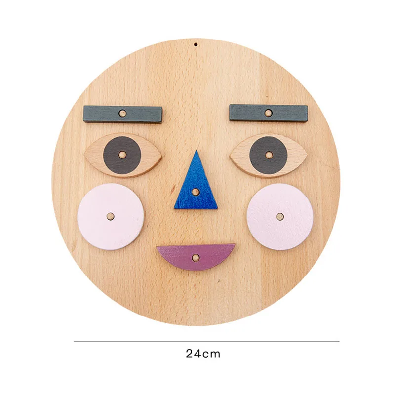 

Children's Wooden Face Changing Expression Panel Emotion Cognition Blocks Toy Montessori Educational Mood Learning Kids Gift