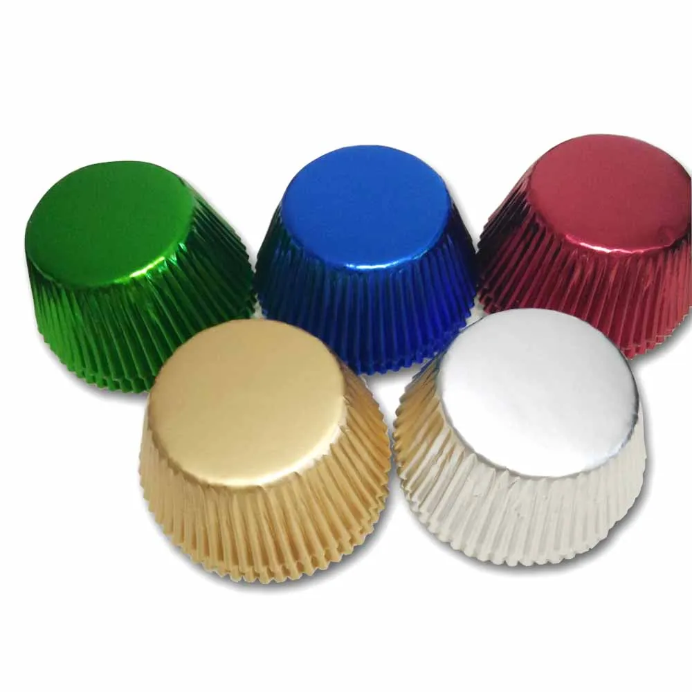 

50x Rose Gold Foil Paper Cupcake Liners Gold/Silver/Red/Blue/Black tulip Pure Color baking muffin Cup cake Wrappers case holder