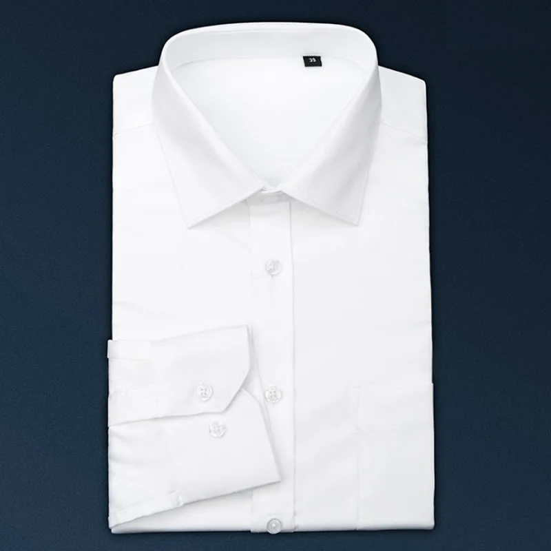 

Men's Mercerized Cotton Long Sleeve business Wedding Shirt Men's pure cotton liquid ammonia non iron professional high end men's