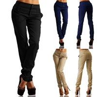women solid thin pants casual loose trouser wide leg pants high waist joggers pants capris good fabric leisure time trousers