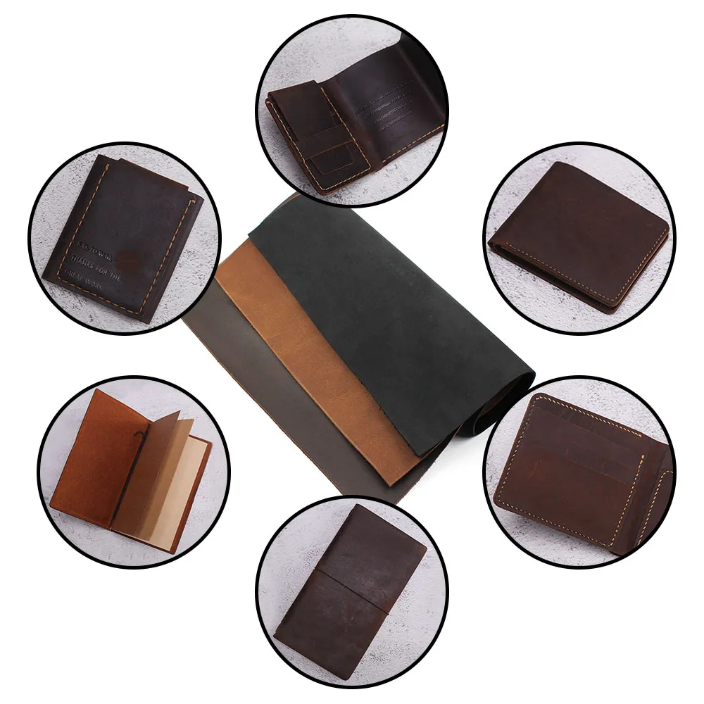 

Genuine Leather Fabric Cutting Tanned Leather Crazy Horse Leather DIY Wallet Fabric Grain Leather Material Sewing Supplies