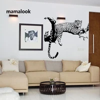 wild large leopard animal wall sticker tiger wall decal art mural home decor black color