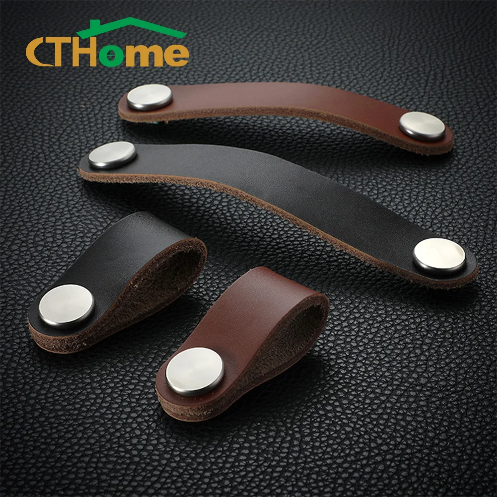Кожаные дверные ручки и CTHome для шкафа кухонного черные коричневые мебели