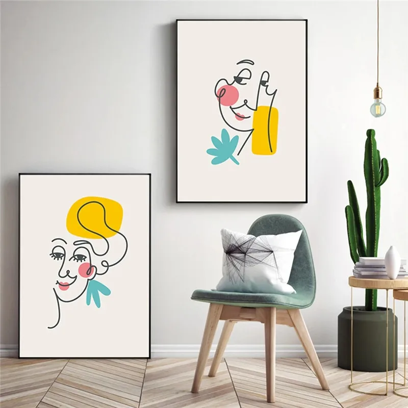 

Nordic Line Face Art Print Minimalist Poster Woman Face One Line Drawing Neutral Wall Art Canvas Painting Home Room Wall Decor