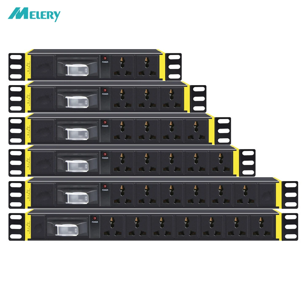 PDU 1U стойка сетевого шкафа Блок питания распределение универсальных розеток