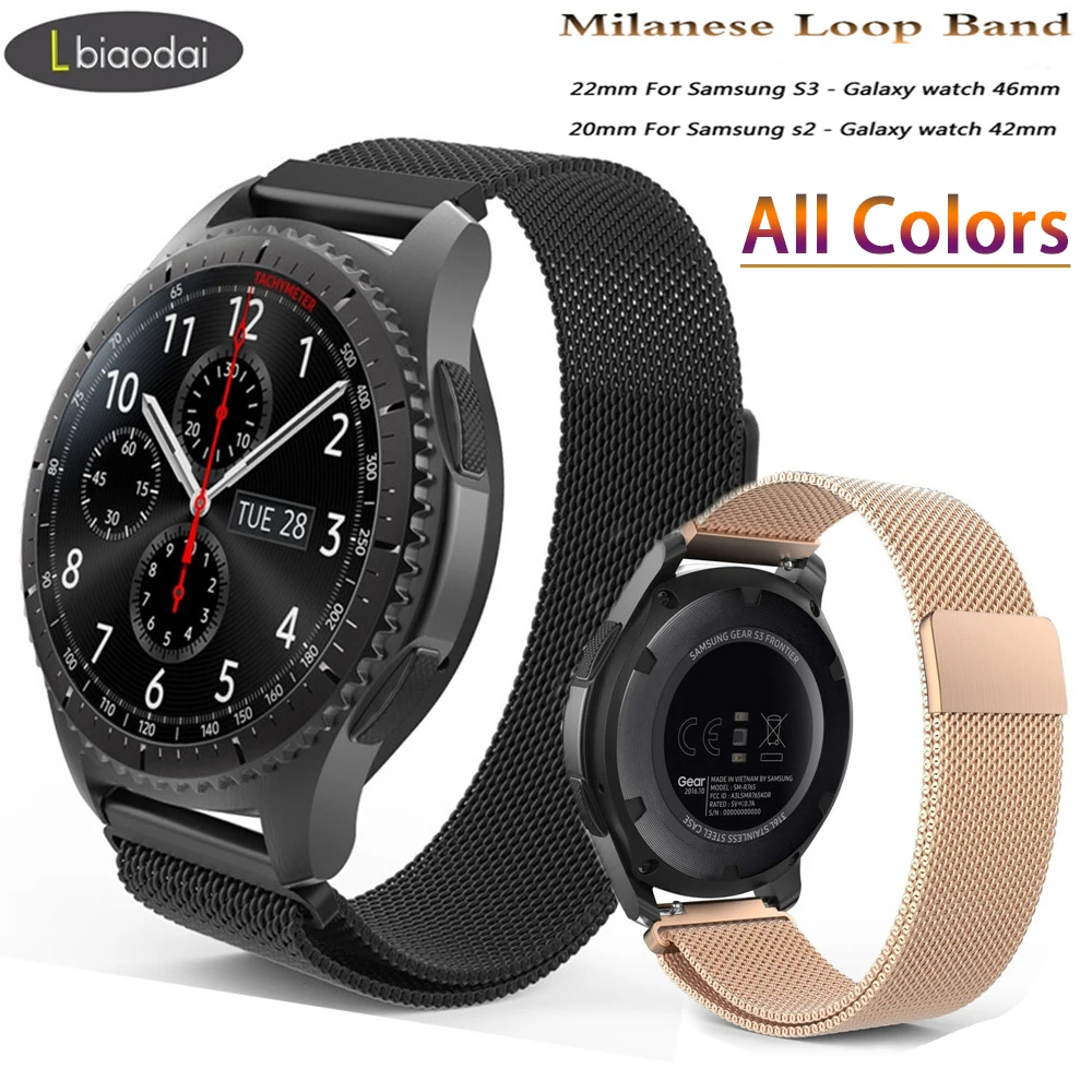 22 мм ремешок для часов samsung galaxy watch 46 мм 42 м gear S3 Frontier/sport 20 Миланская петля ремешок amazfit bip huawei watch GT ремешок
