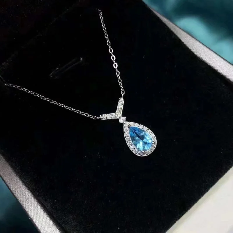 Женский кулон CSJ из натурального топаза серебро 925 пробы вечерние ювелирные