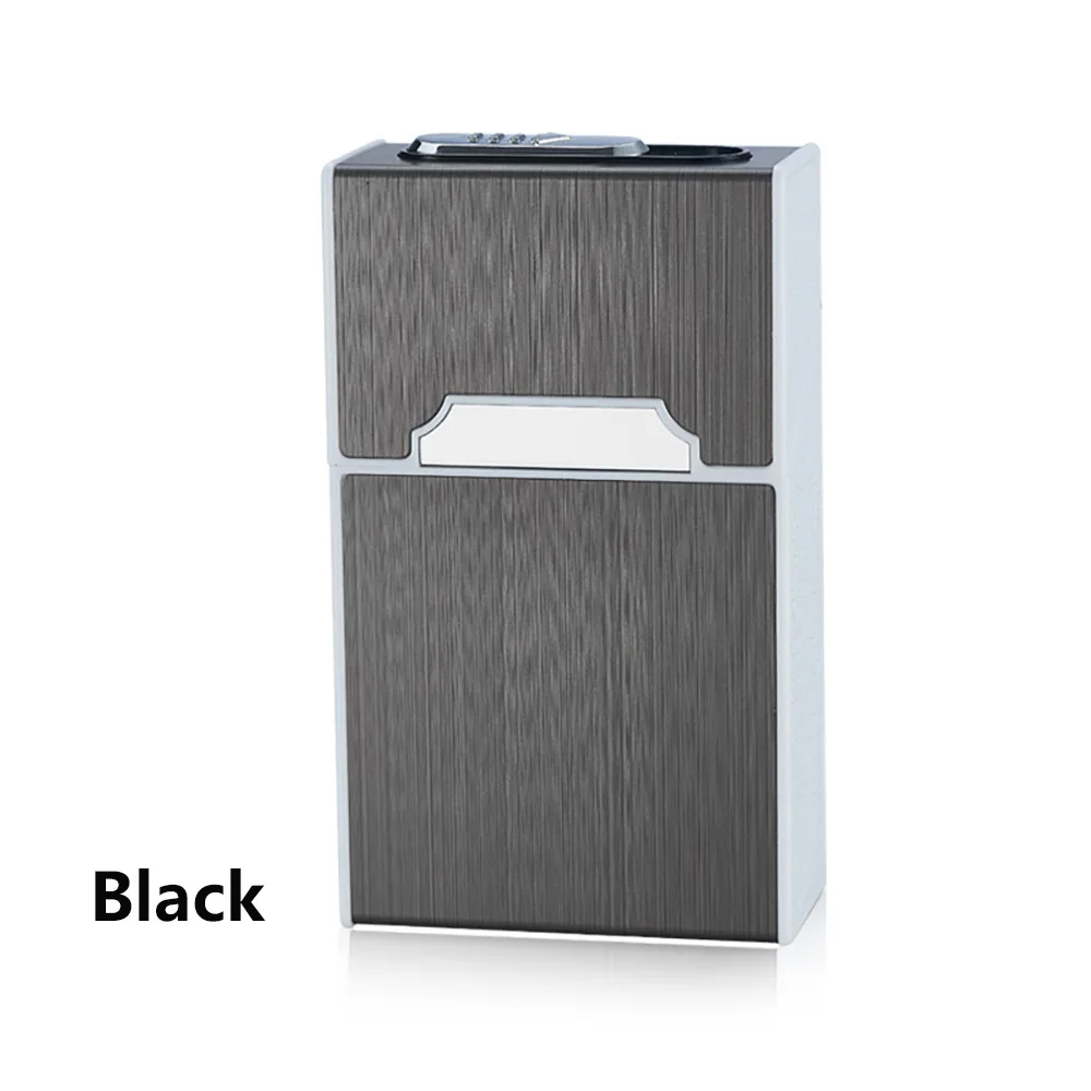 black 2-в-1 сигареты чехол зарядка через usb коробка зарядки для сигарет; защита от ветра зажигалка для курения металлических электронных сигарет чехол Перезаряжаемые Коробки - Цвет: black