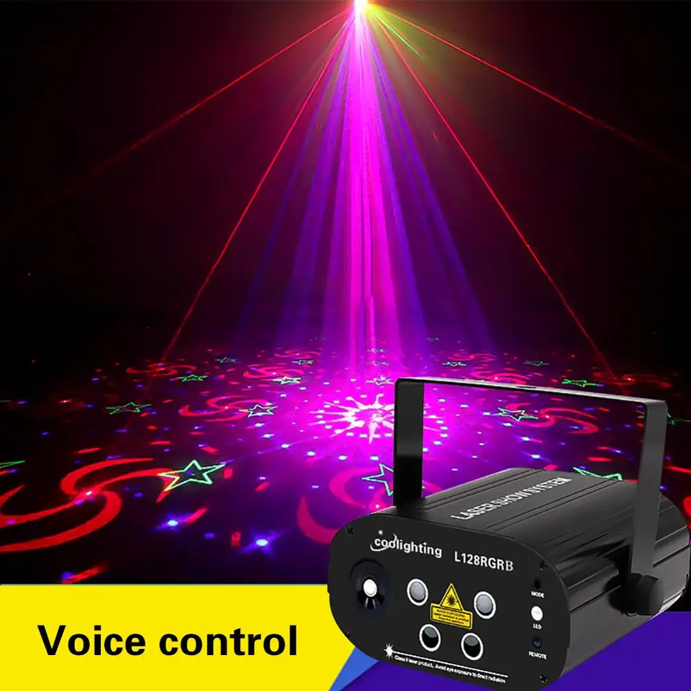 128 узоров RGB светодиодный диско-светильник с голосовым управлением Музыка DJ