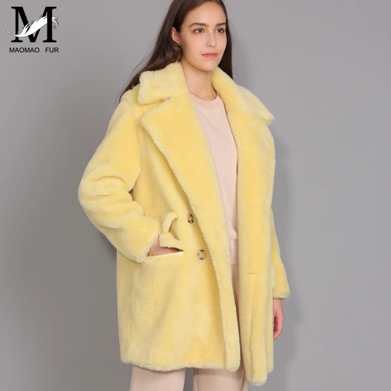MAOMAOFUR, Настоящая Шерсть, плюшевое пальто для женщин, новая мода, настоящая овчина, меховая куртка, женская, теплая, негабаритная, зимняя верхняя одежда, шерстяная одежда