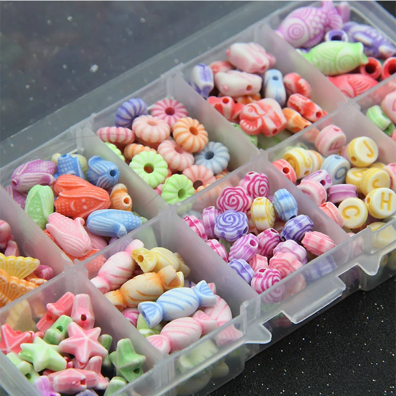 

1 box Vintage Colorful Acrylic Beads Spacer Loose Beads for Kids Children Handmade DIY Necklace Bracelet Jewelry Making
