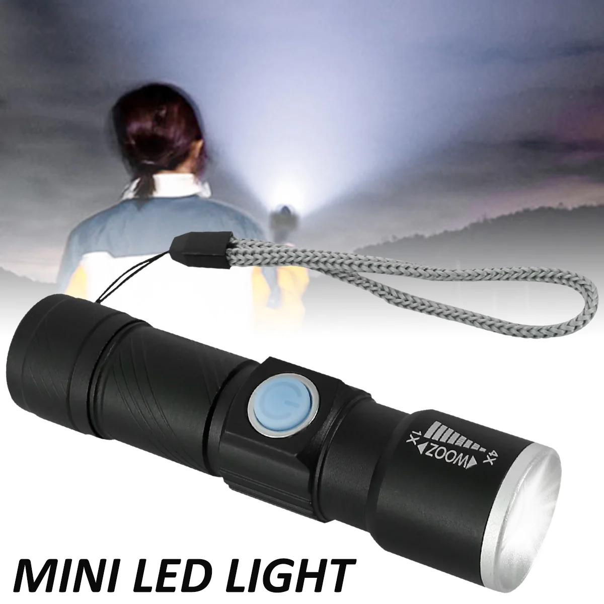 

Adjustable LED Flashlight Tactical Torch with 3 mode USB Rechargeable Linterna Waterproof Lamp Ultra Bright Lantern Camping