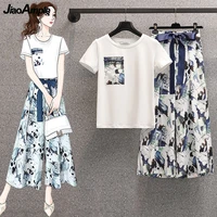 2021 new two pieces long pant set women summer fashion causal short sleeve t shirts bow knot lace up wide leg pants suit female
