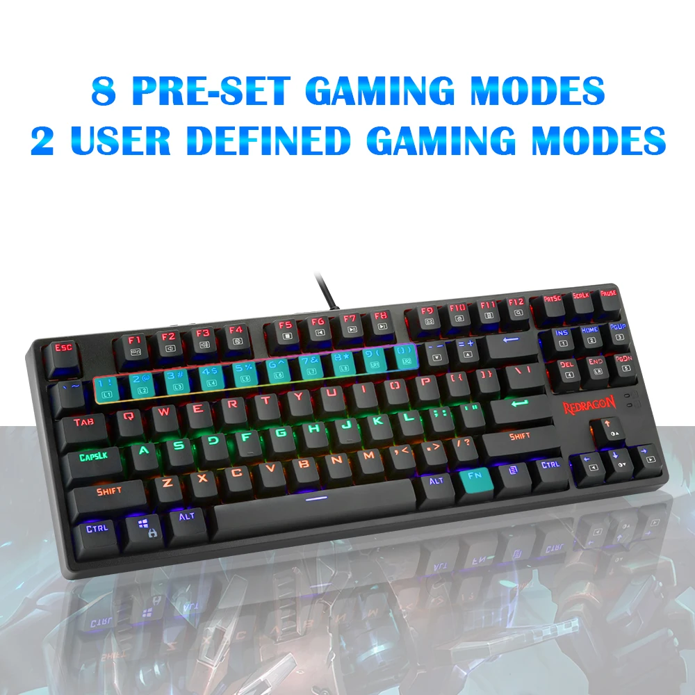 Механическая игровая клавиатура Redragon DAKSA K576 Rainbow USB синий переключатель со