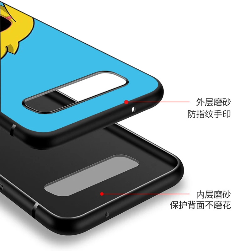 

Black TPU Soft Cover Cute Cartoon Pikaqiu for Samsung Galaxy S20 Ultra S10 S10e FE 5G S9 S8 S7 S6 Edge Plus Lite Phone Case