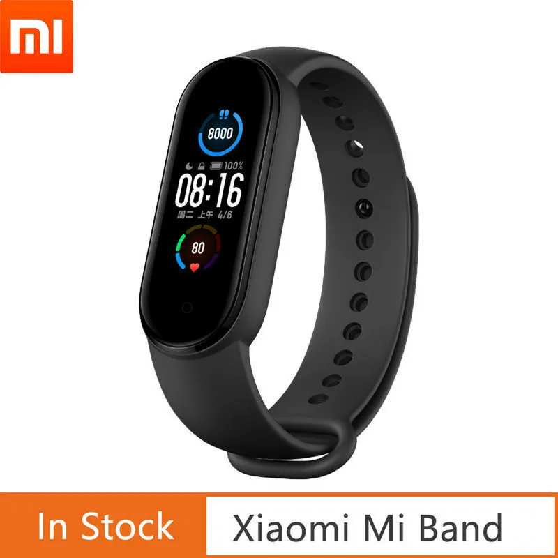 

Умный Браслет Xiaomi Mi Band 5, черный Фитнес-браслет с функцией отслеживания здоровья и плавания, водозащита 5ATM