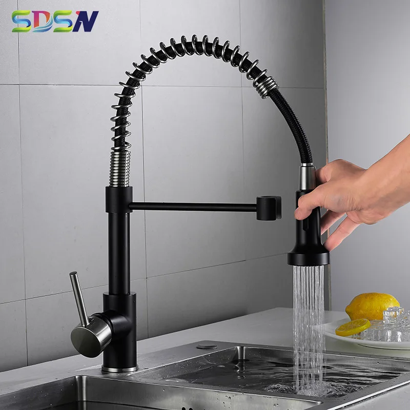 Pull Down кухонный кран SDSN черный матовый кухонные краны качественный латунный