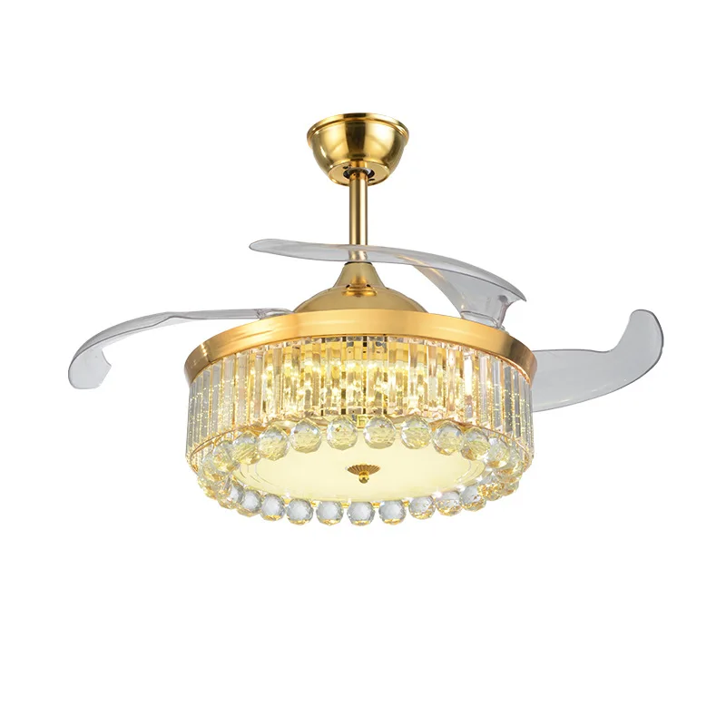 Хрустальный Невидимый потолочный вентилятор светильник модный современный