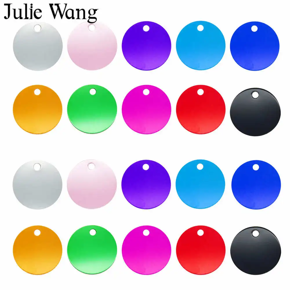 Julie Wang 10 шт Pet Id Dog тег амулеты круглой формы алюминиевое имя номер телефона пустой