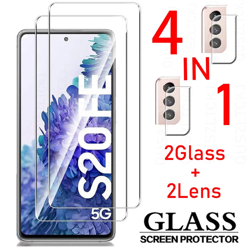 

4IN1 Tempered Glass For Samsung Galaxy S20 Ultra Screen Protector S 20 Plus S10 S9 S8 Note 20 10 9 8 S 21 4G 5G E Accessories