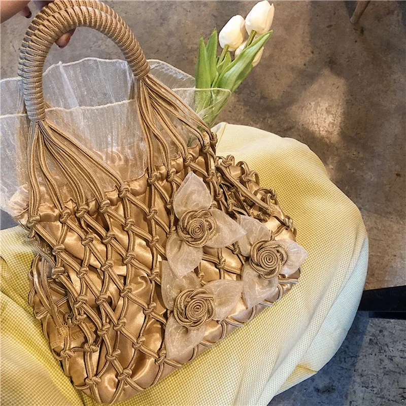 

2021 New Ladies Designer Nylon Handbags Hot Sale Bag for Women Fashion Weave Flower One Shoulder Bags Sac De Luxe Femme Marque