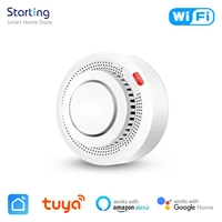 tuya wifi smart smoke detector sensor alarm alert smart life app remote control smart home voice support alexa google home