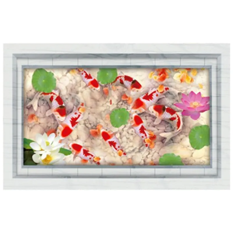 Разноцветные булыжники Прозрачный водяной пруд 3d настенная роспись напольные