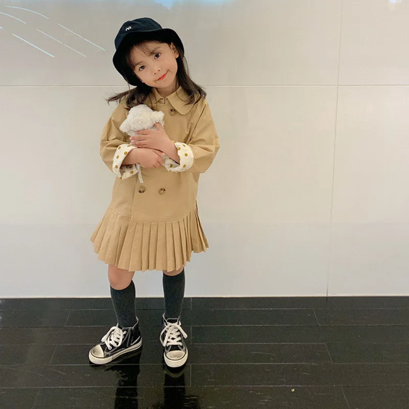

Платье для девочек, весна 2021, Корейская версия новой темпераментной куртки средней длины для девочек, детская одежда в стиле ins