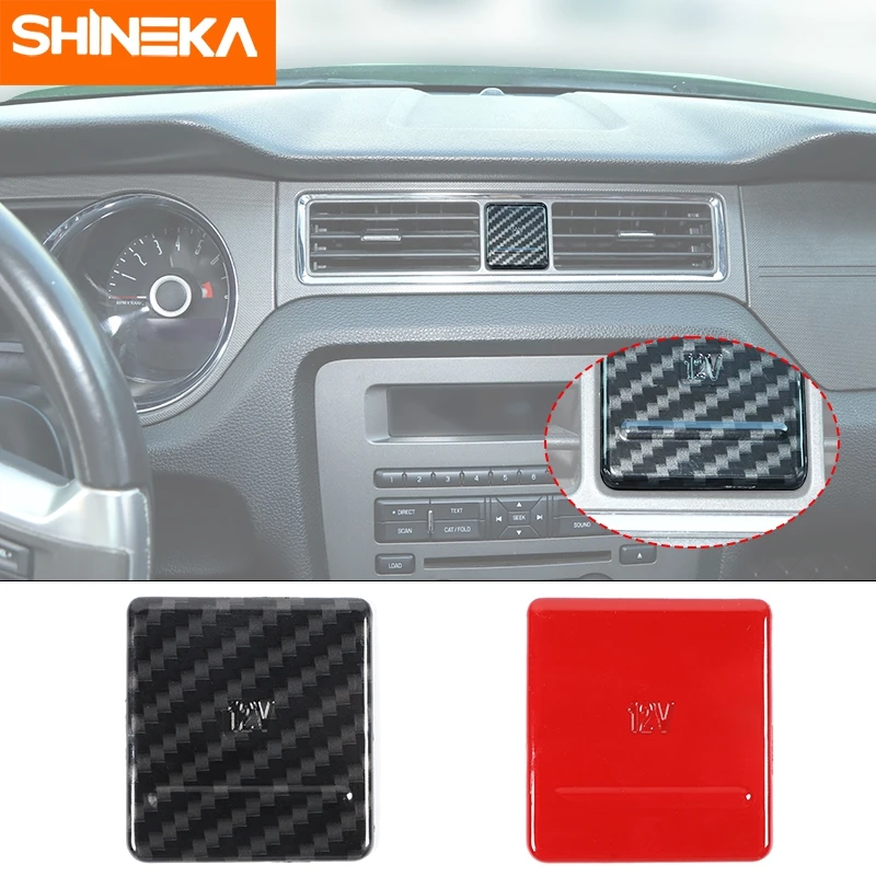 

SHINEKA Interior Accessories For Ford Mustang 2010 2011 2012 2013 2014 ABS Car Cigarette Lighter Decoration Cover Trim Stickers