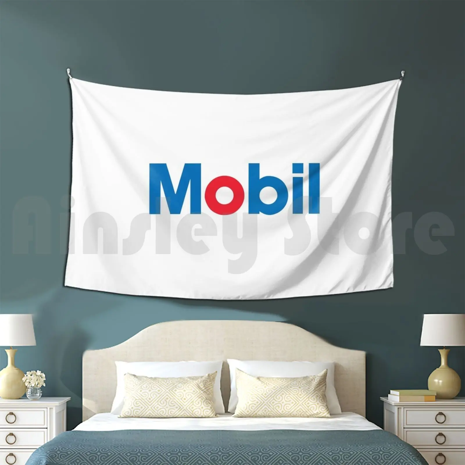 

Mobil Logo Tapestry Living Room Bedroom Mobil Logo Gas Oil Gasoline Company Petroleum Vintage Retro Gas Station