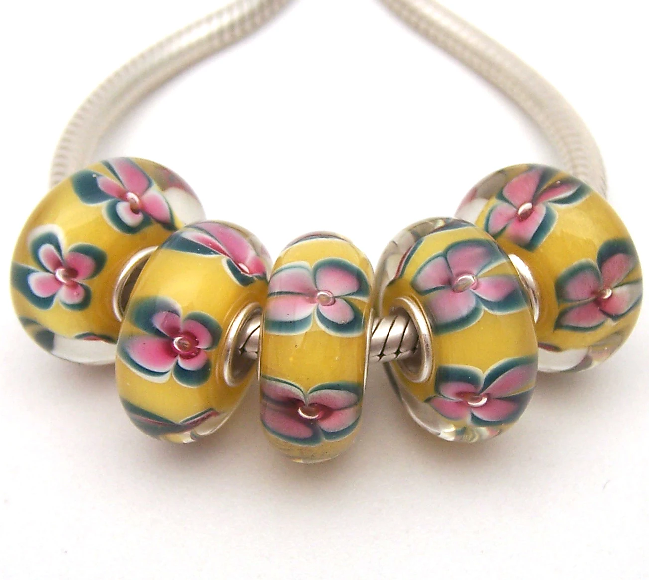 

XHYG1078 5X 100% Authenticity S925 Sterling Silver Beads Murano Glass beads Fit European Charms Bracelet diy jewelry Lampwork