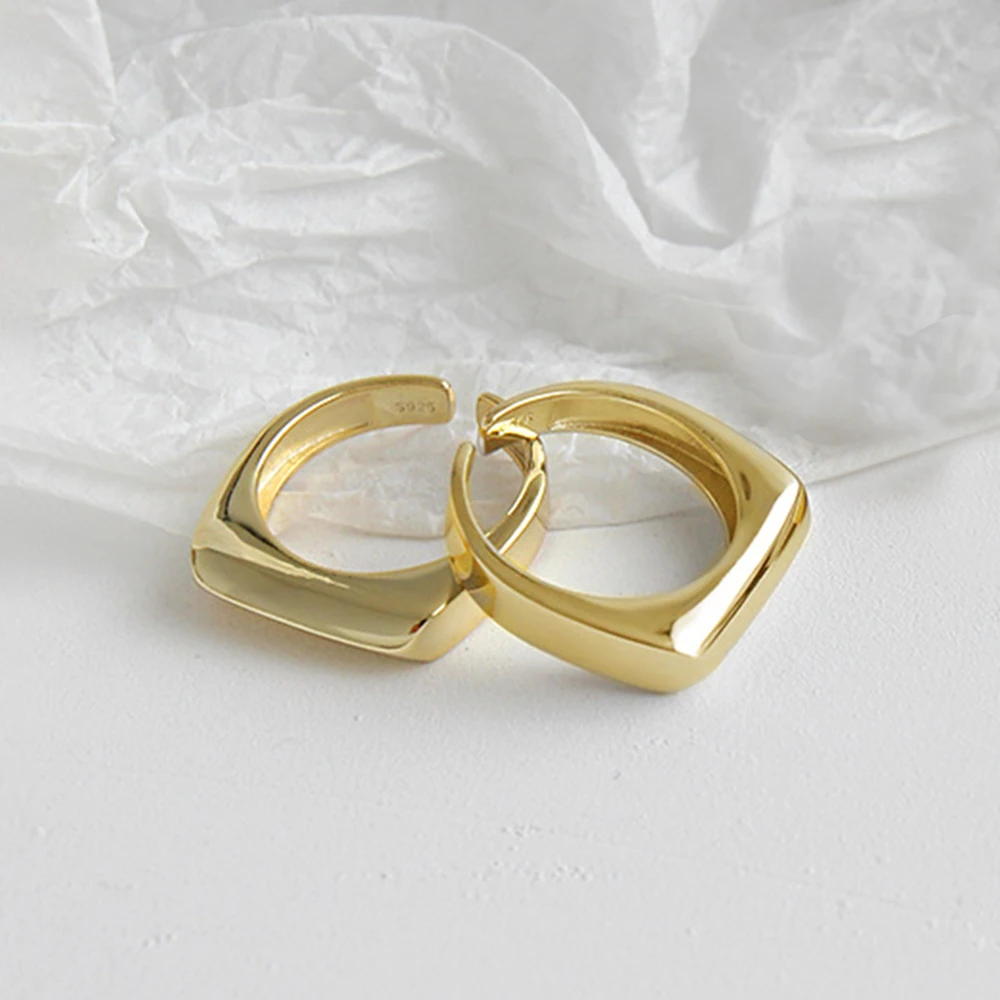 Персонализированное женское кольцо S925 Серебряное геометрическое прямоугольное