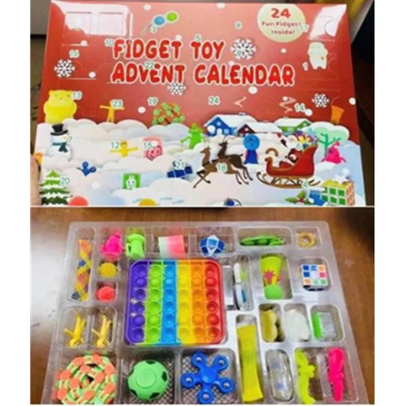 Fidget Juguetes | Juguetes Fidget | Fidget juguetes de Navidad Calendario de Adviento con 24 juguetes Anti estr&eacute;s paquete ciego caja Anti estr&eacute;s juguete de regalo de Navidad-2