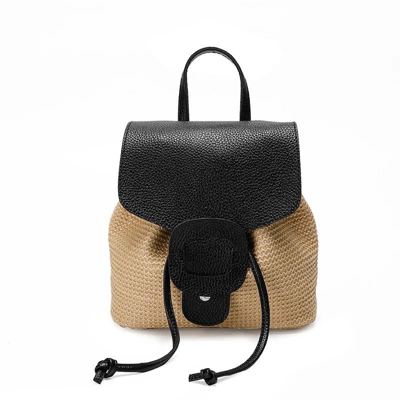 

Straw Bag Women Handmade Rattan Straw Backpack Female Summer Women Backpacks Bolsa Wicker Bags for Women