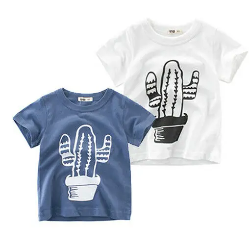 

UK Toddler Boys Fashion Top Short Sleeve Cartoon Cactus Pattern Wild Summer T-Shirts 1-10T