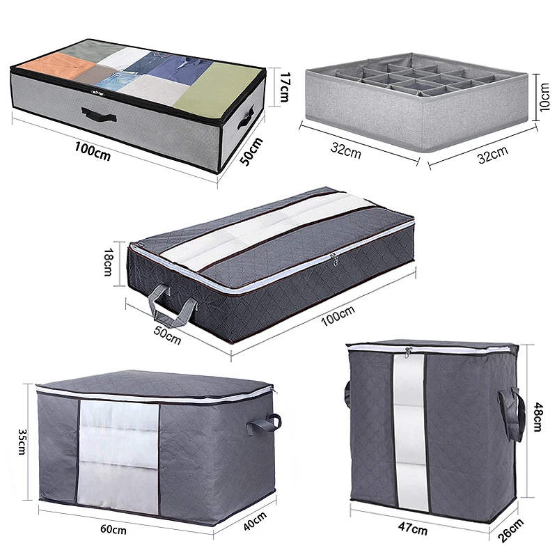

3/4 piece set foldable quilt clothing storage bag closet organizer toy storage bag dustproof quilt closet storage box