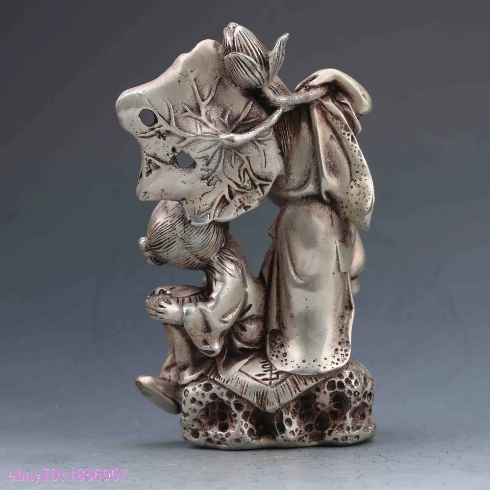 Plata китайская семья армониа estatua Miao plata Талла Мано нинининас и Лотос металлические